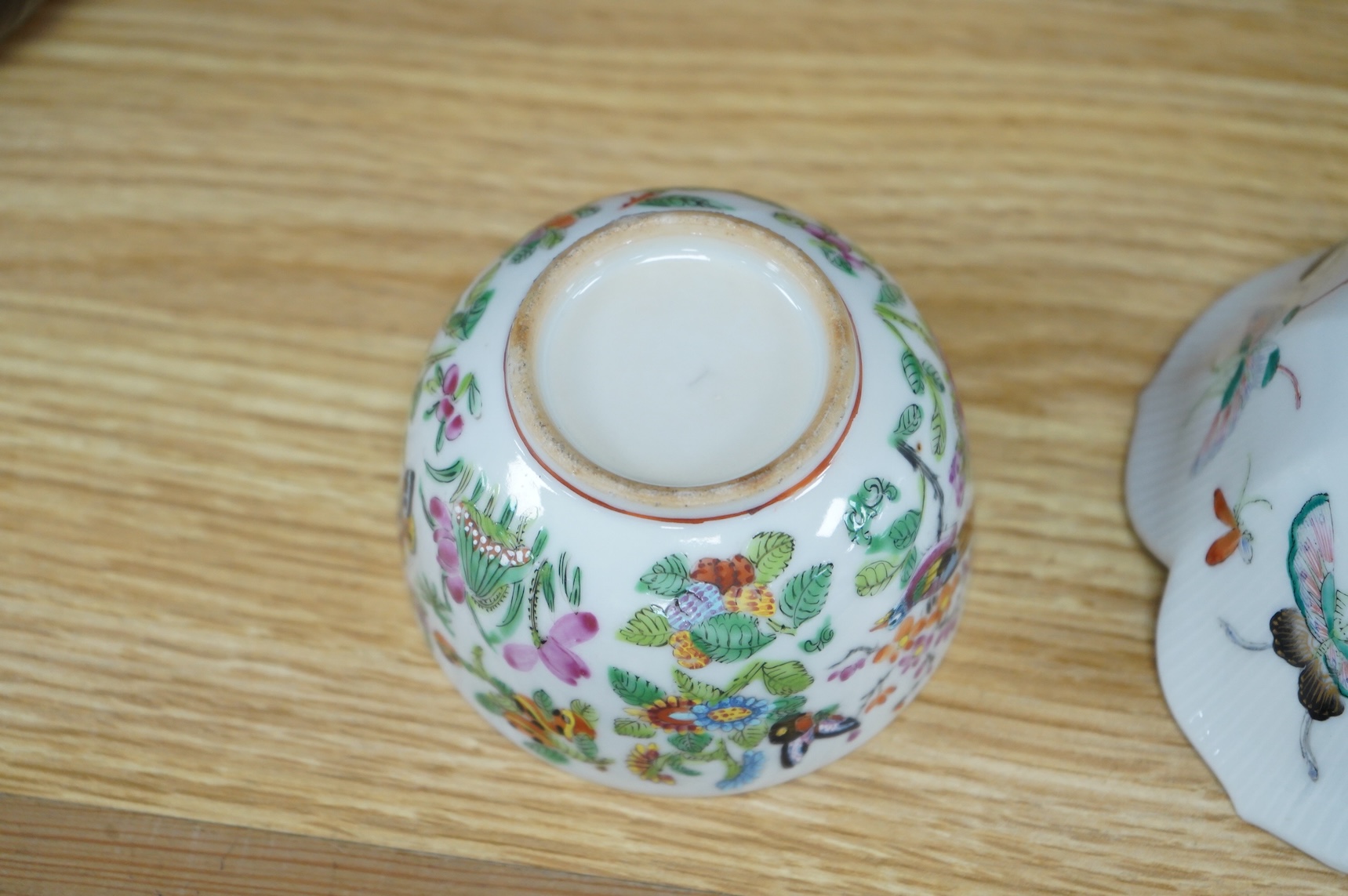 Two 19th century Chinese ‘butterfly’ bowls, largest 6cm high
